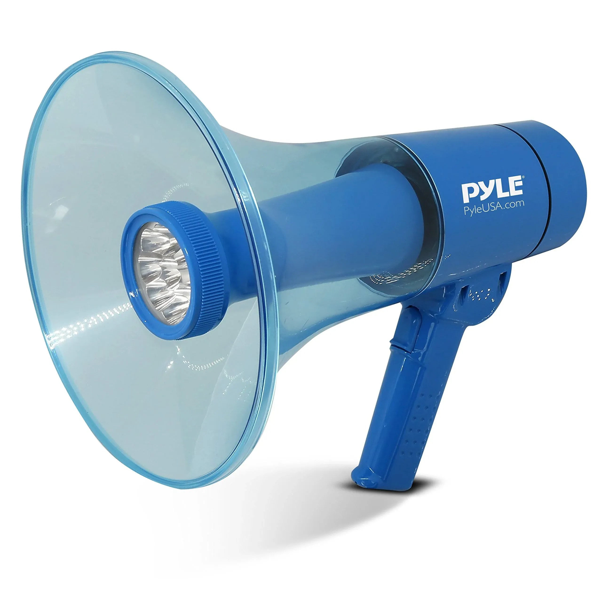 Pyle Compact and Portable Mega Phone Speaker - 40W Waterproof Bullhorn with Alarm Siren, Adjustable Volume, LED Flashlight, and AA Battery Power - Indoor/Outdoor Use for Cheering at Football Games