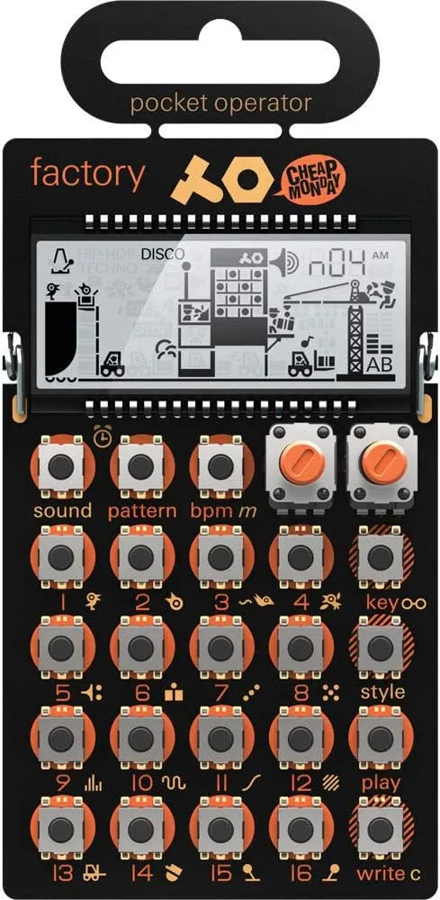 Teenage Engineering Pocket Operator PO-16 Factory Synthersizer 16 Step Pattern Sequencer - Black/Orange