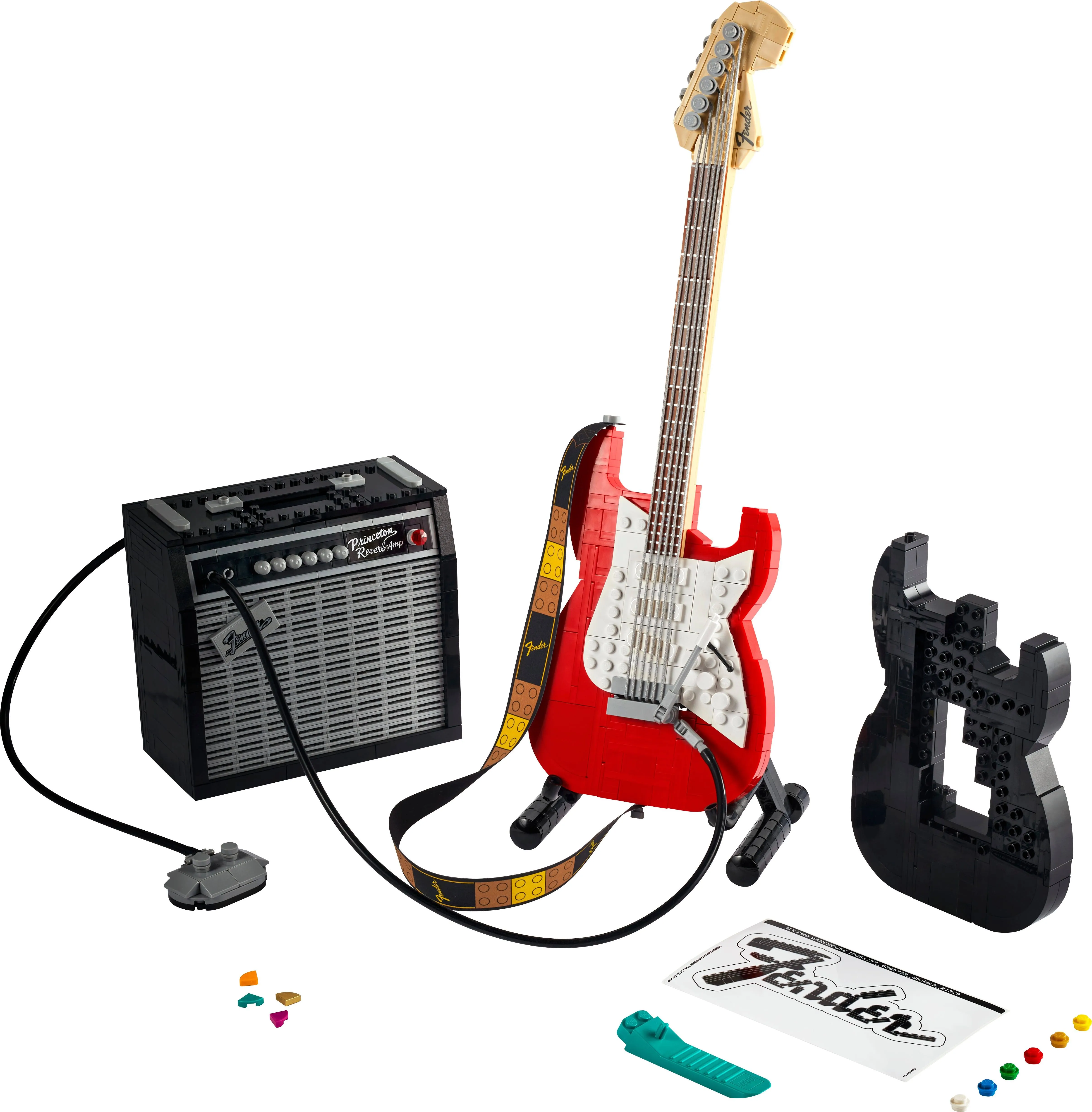 Lego Ideas Fender Stratocaster 21329 DIY Guitar Model Building Set for Music Lovers, Complete with 65 Princeton Reverb Amplifier & Authentic Accessories, Perfect Way to Rock Gift Giving