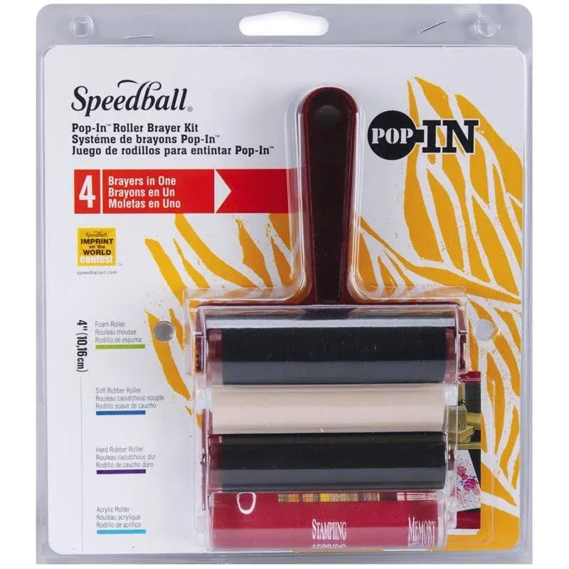 Speedball Pop-in 4&quot; Roller Brayer Kit, Foam, Rubber, Hard Rubber &amp; Acrylic