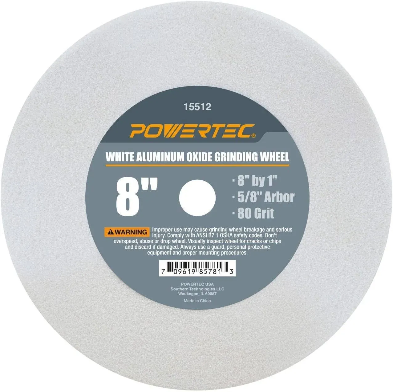 Grinding Wheel 100-Grit 8&#034; x 1&#034; Aluminum Oxide 5/8 in. Arbor For Bench Grinders