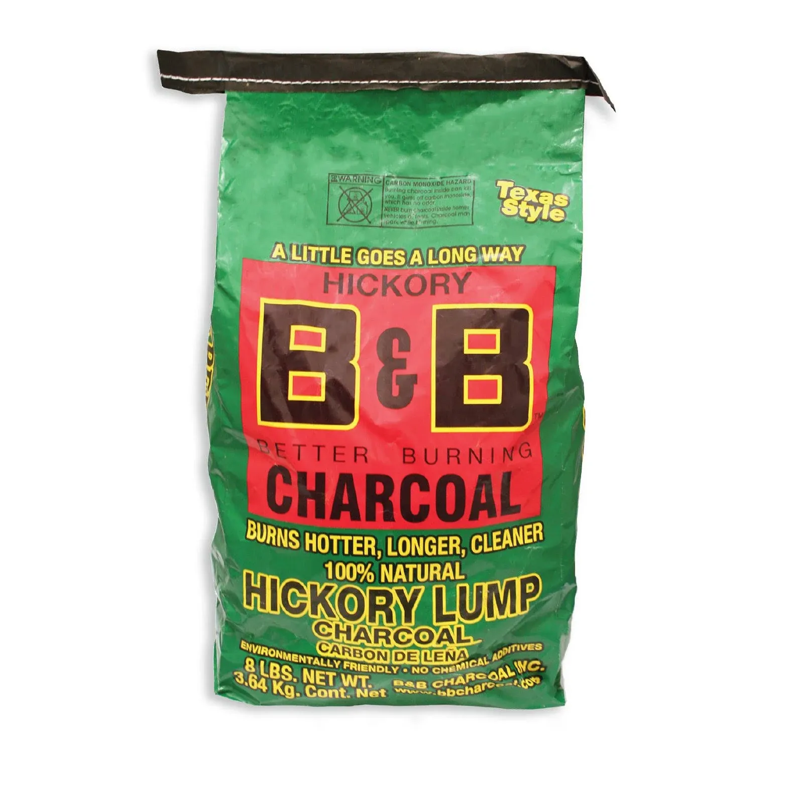 B & B Lump Charcoal, with Hickory, Texas Style - 8 lbs (3.64 kg)