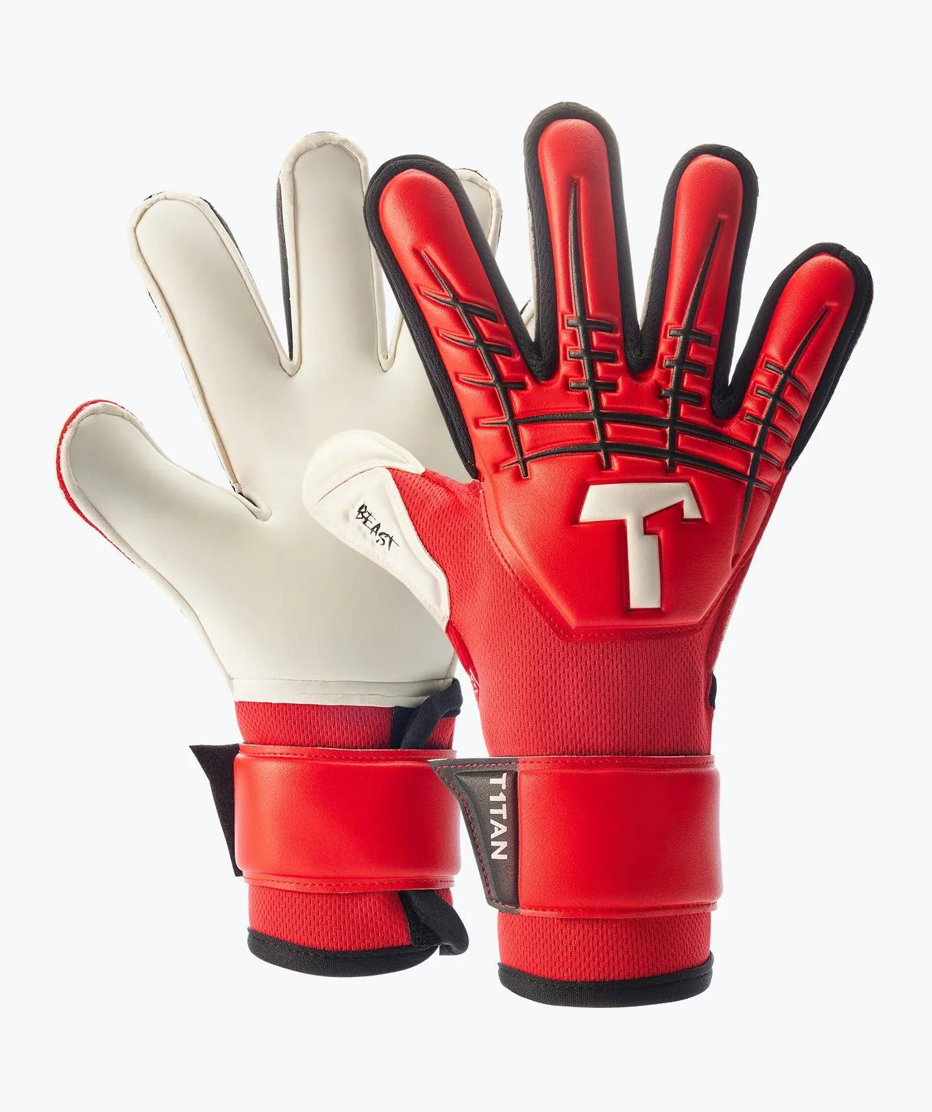 T1TAN Red Beast 3.0 Junior goalkeeper gloves with Finger Protection