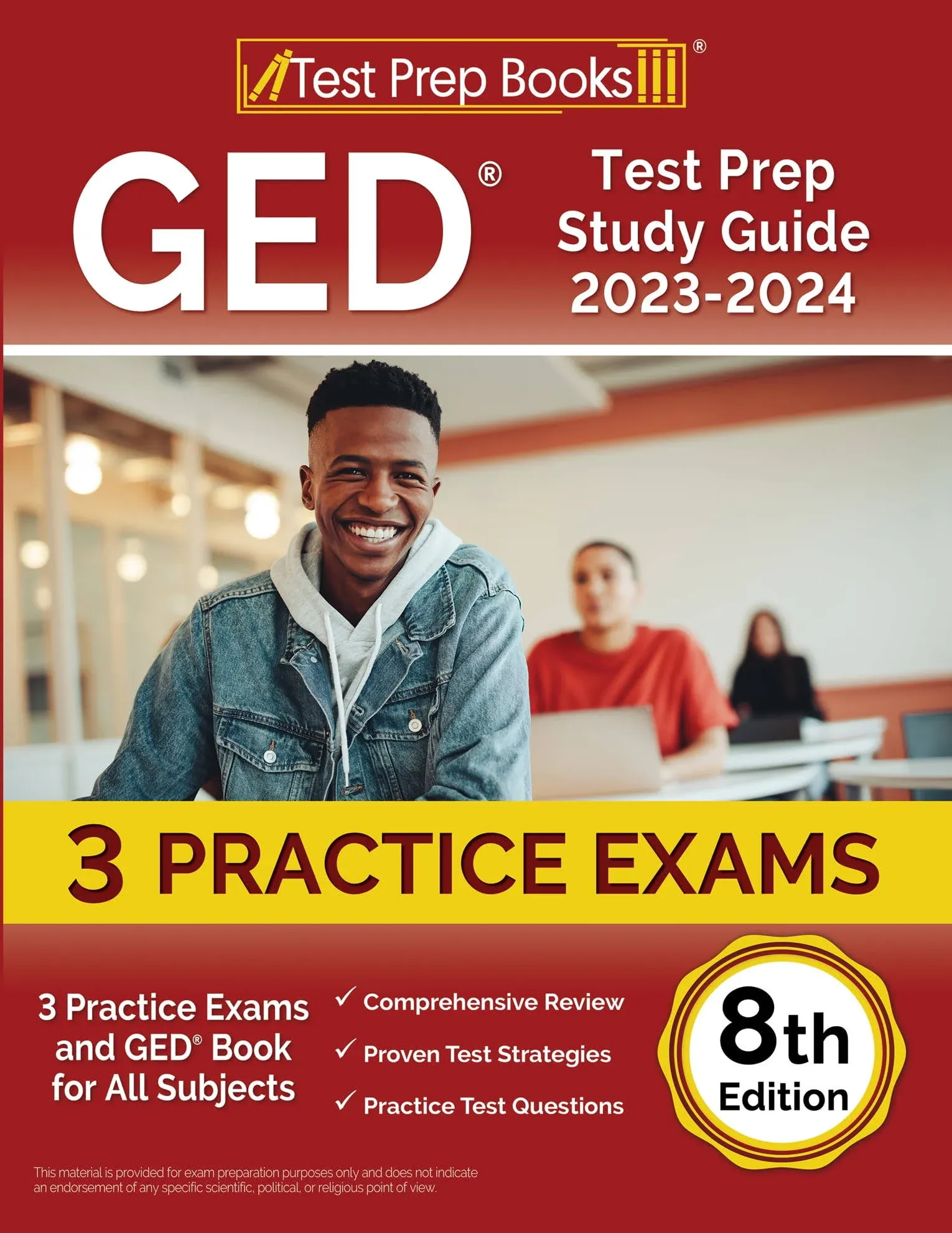 GED Test Prep Study Guide 2023-2024: 3 Practice Exams and GED Book for All ...