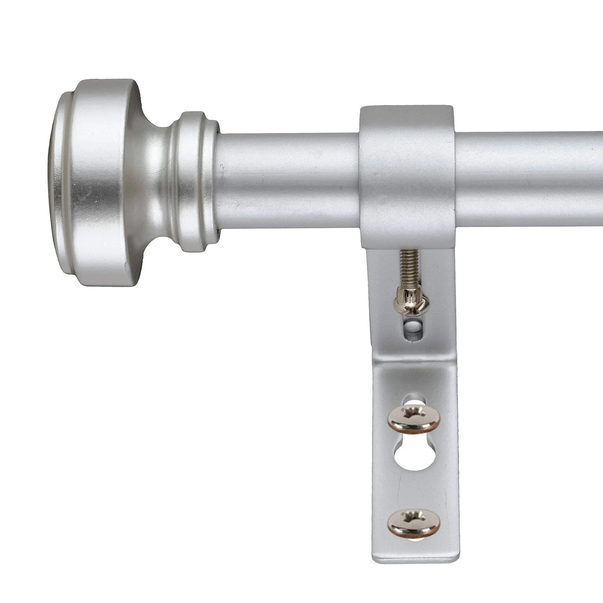 Decopolitan 3/4" Knob Curtain Rod, 18 to 36 Inches, Antique Silver