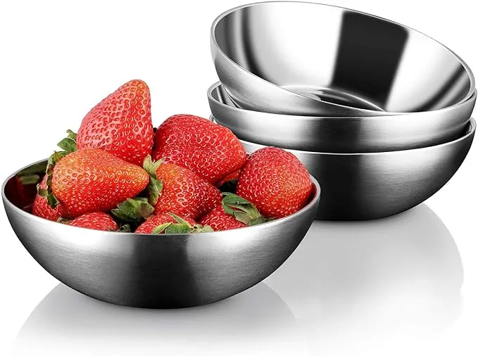 Stainless Steel Bowls, SUS304 18/8 Stainless Steel Food Grade Toddler Bowls Set, 4 Pack Stainless Steel Mixing Bowls, Non Toxic BPA Free Bowls for Kids, 14.5 Oz