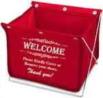 Foldable Fabric Storage Box for Disposable Shoe Covers or Booties (Includes 10 Pairs of Shoe Covers)! Great for Realtor Listings and Open Houses. Ideal for Realtors, Contractors, Painters! (Red)