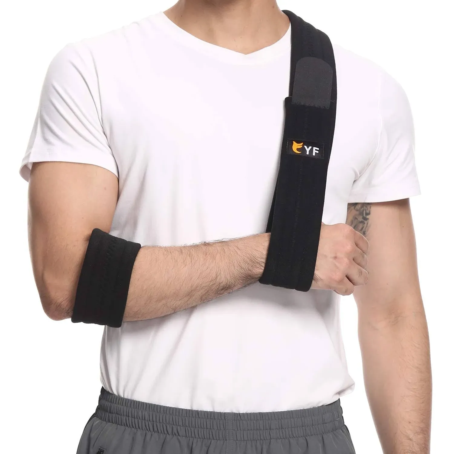 YF Arm Sling, Effective Shoulder Immobilizer Sling for Rotator Cuff Torn Wrist Elbow Arm Injury, Adjustable Lightweight Comfortable Support Arm Sling for Broken & Fractured Bones, Black