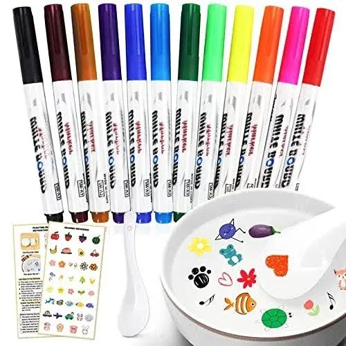 QETRABONE 12-Color Magical Water Painting Pen, Painting Floating Water Pens Bath ...