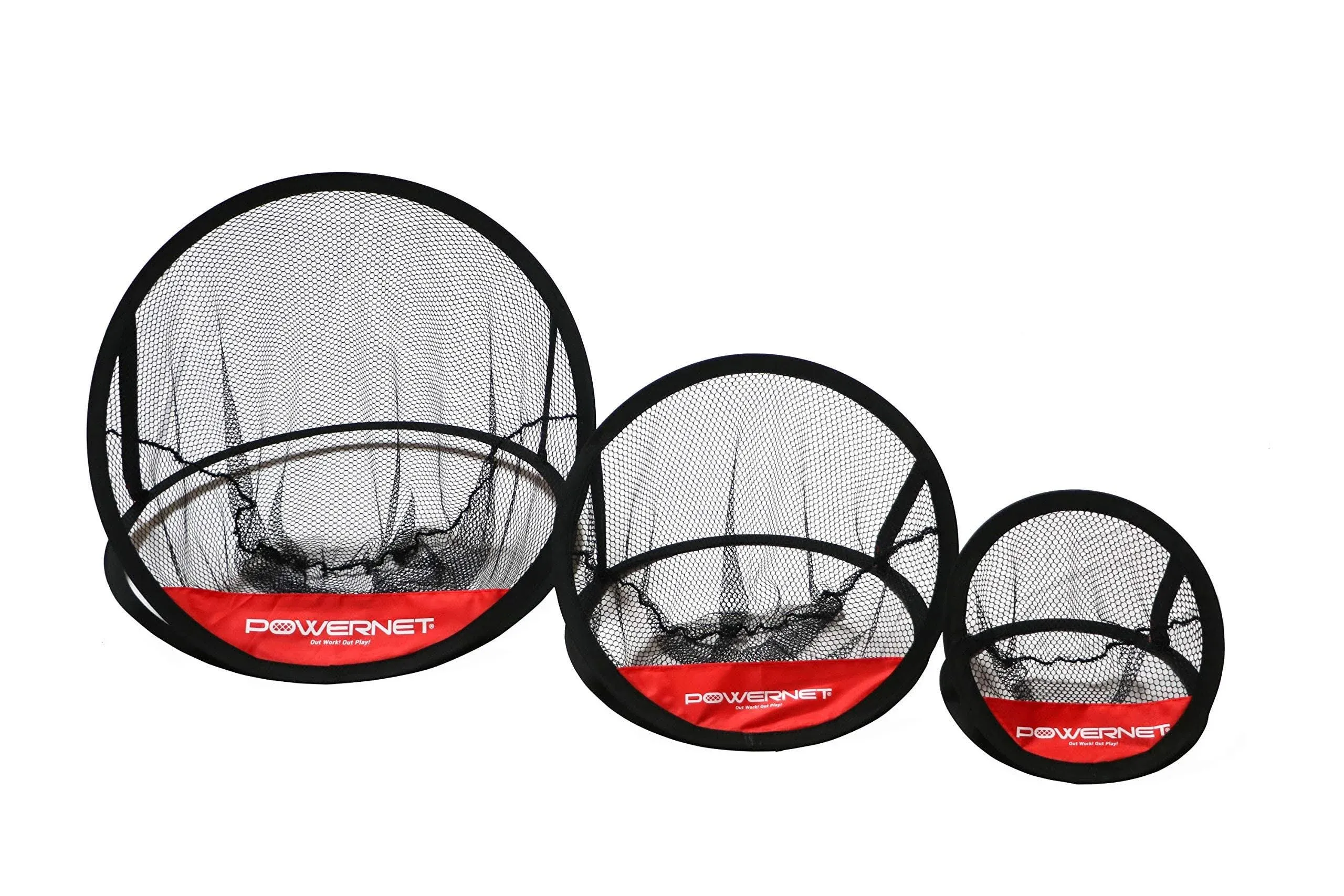 PowerNet Three Piece Golf Chipping Net Set | Three Sizes Included for Accuracy Training | Pop Up Design is Easy to Assemble and Collapsible for Storage | Indoor Outdoor