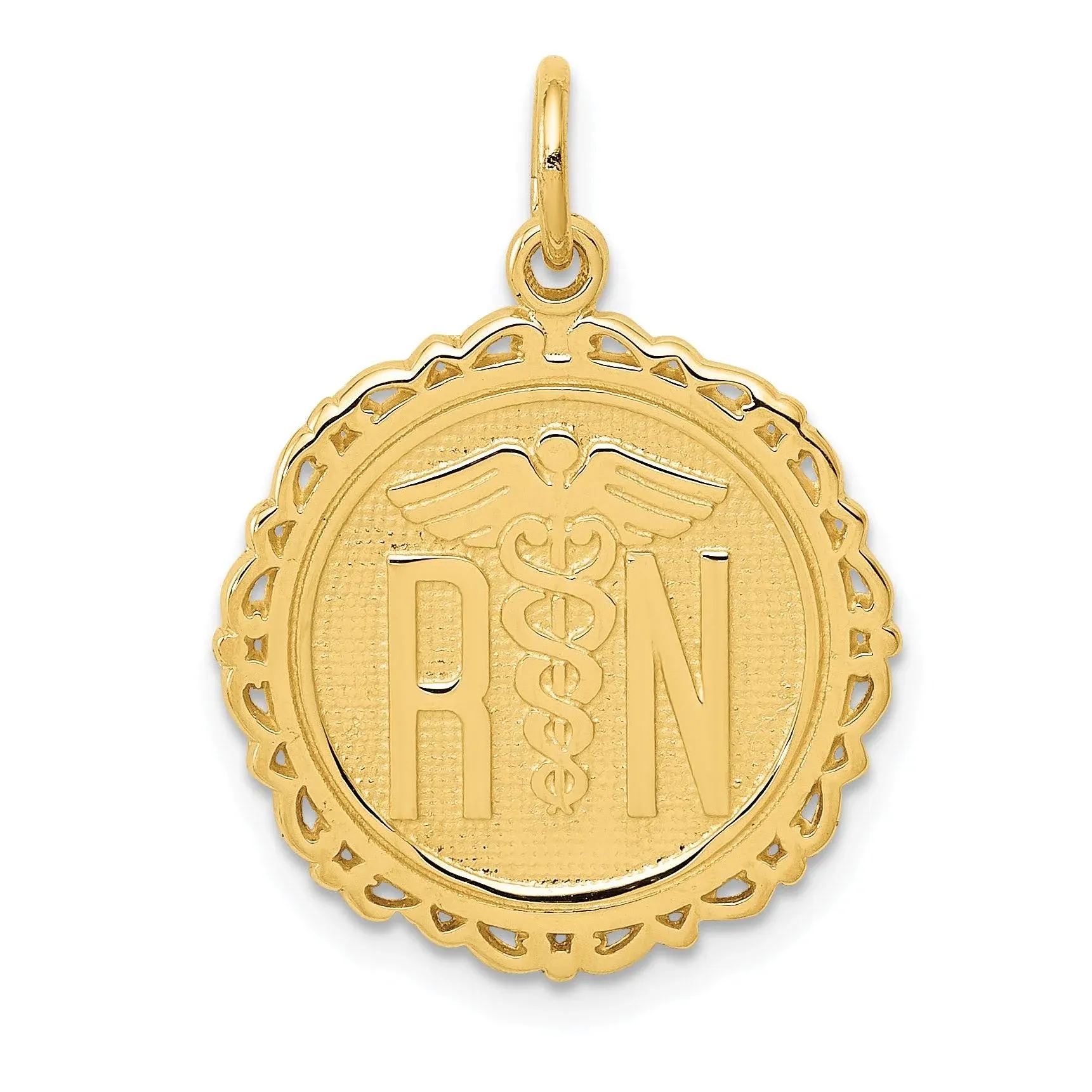 14K Yellow Gold Registered Nurse Disc Charm