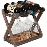 Rustic State Cava Countertop Solid Wood Wine Rack for 4 Bottles 