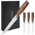 Steak Knives,Steak Knives Set of 4, Ergonomic Wood Handle, 4.5 Inch High Carbon Stainless Steel Serrated Steak Knives Set with Gift Box