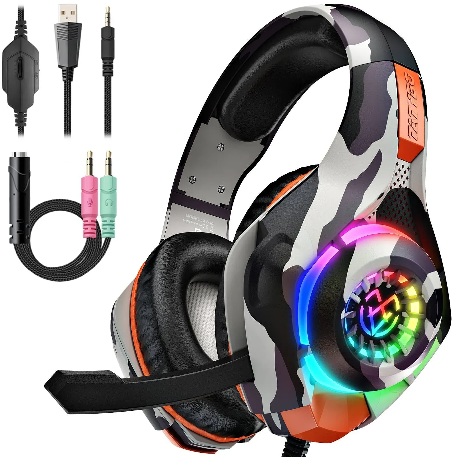 Gaming Headset for PS4 PS5 PC, Over Ear Xbox One Switch Gaming Headphones with Surround Sound, Noise Cancelling Mic