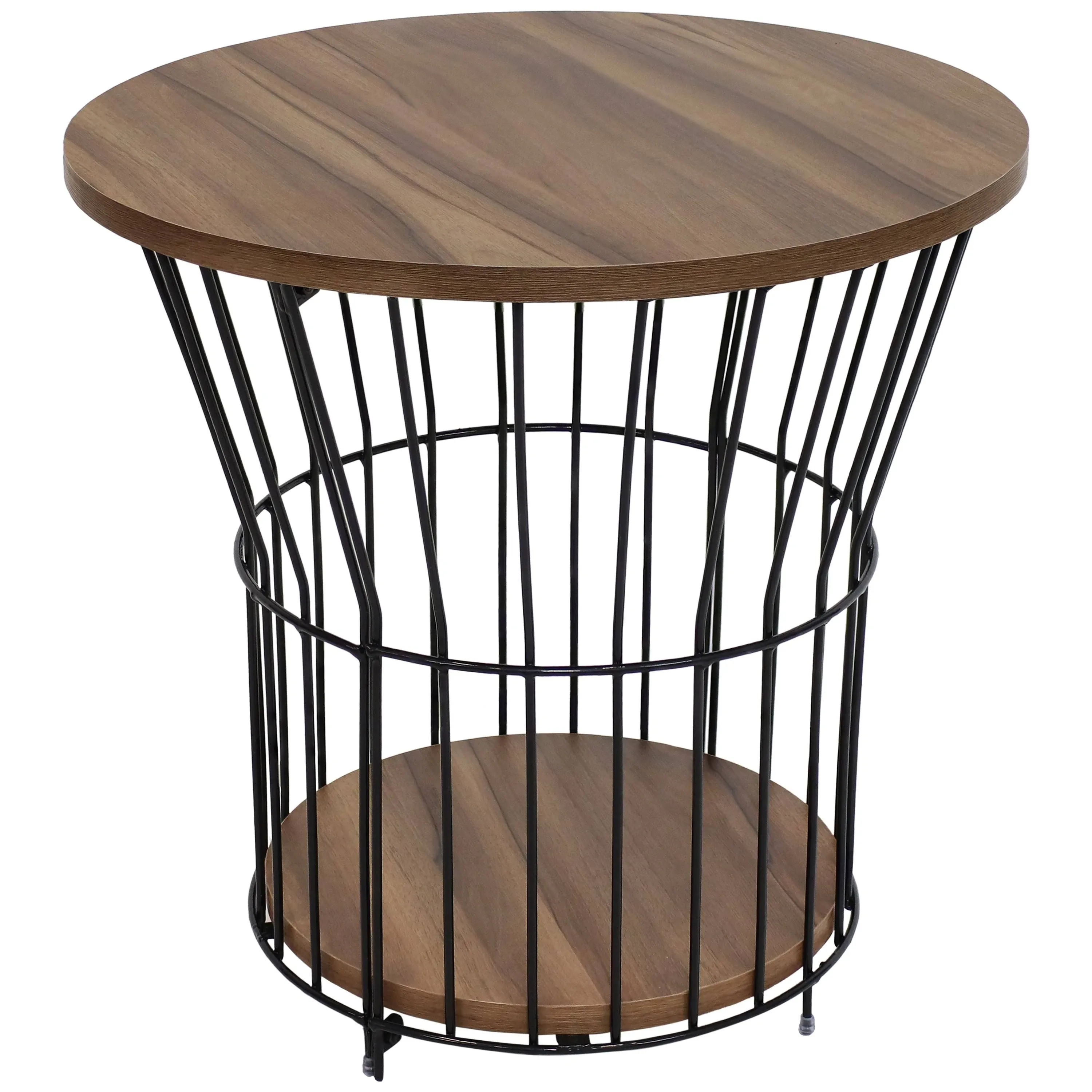 Wire Pedestal End Table In Brown