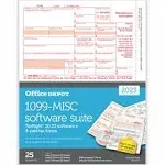 Office Depot&reg; Brand 1099-MISC Laser Tax Forms With Software, 4-Part, 2-Up, 8-1/2&quot; x 11&quot;, Pack Of 25 Form Sets