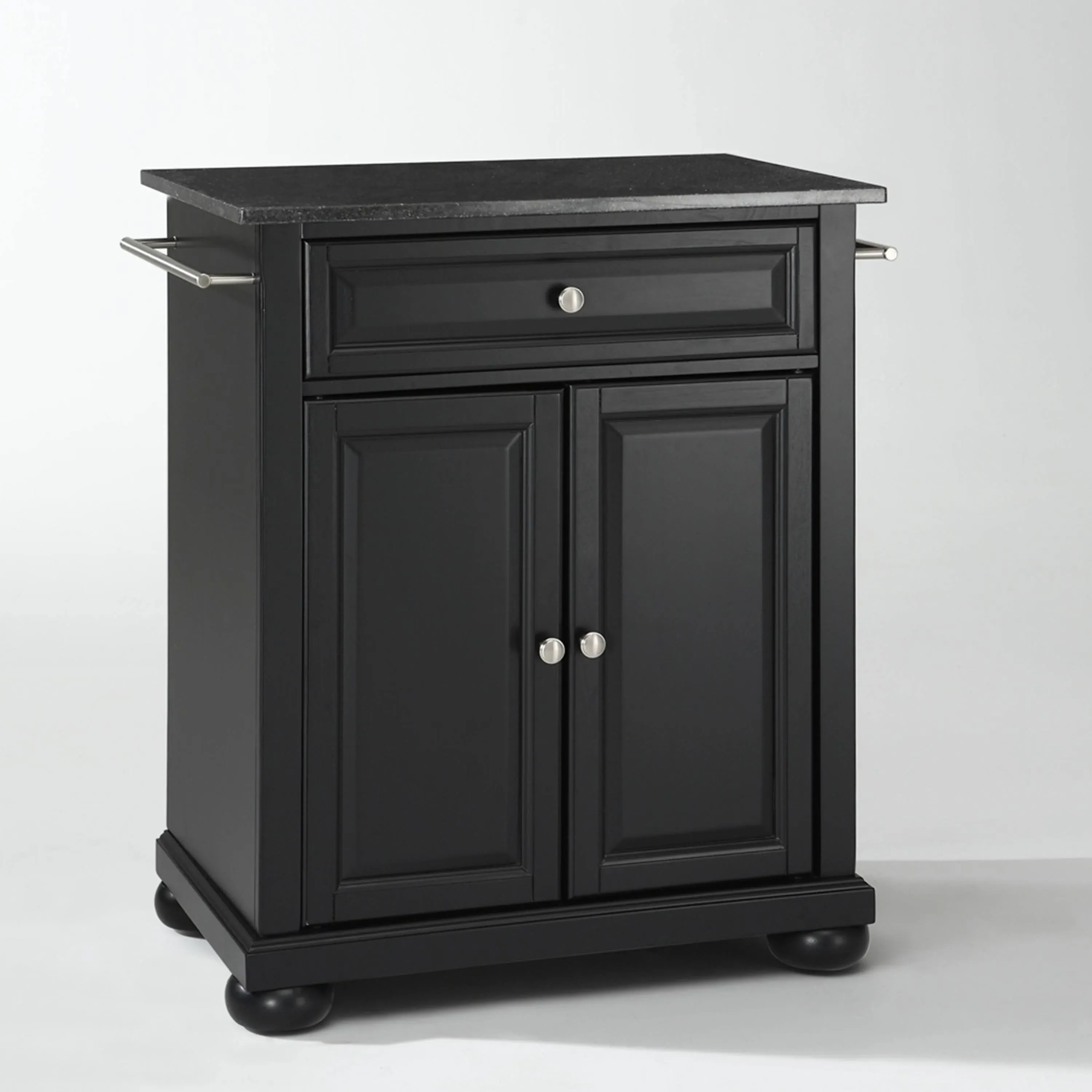 Crosley Alexandria Black Granite Top Portable Kitchen Island, Black