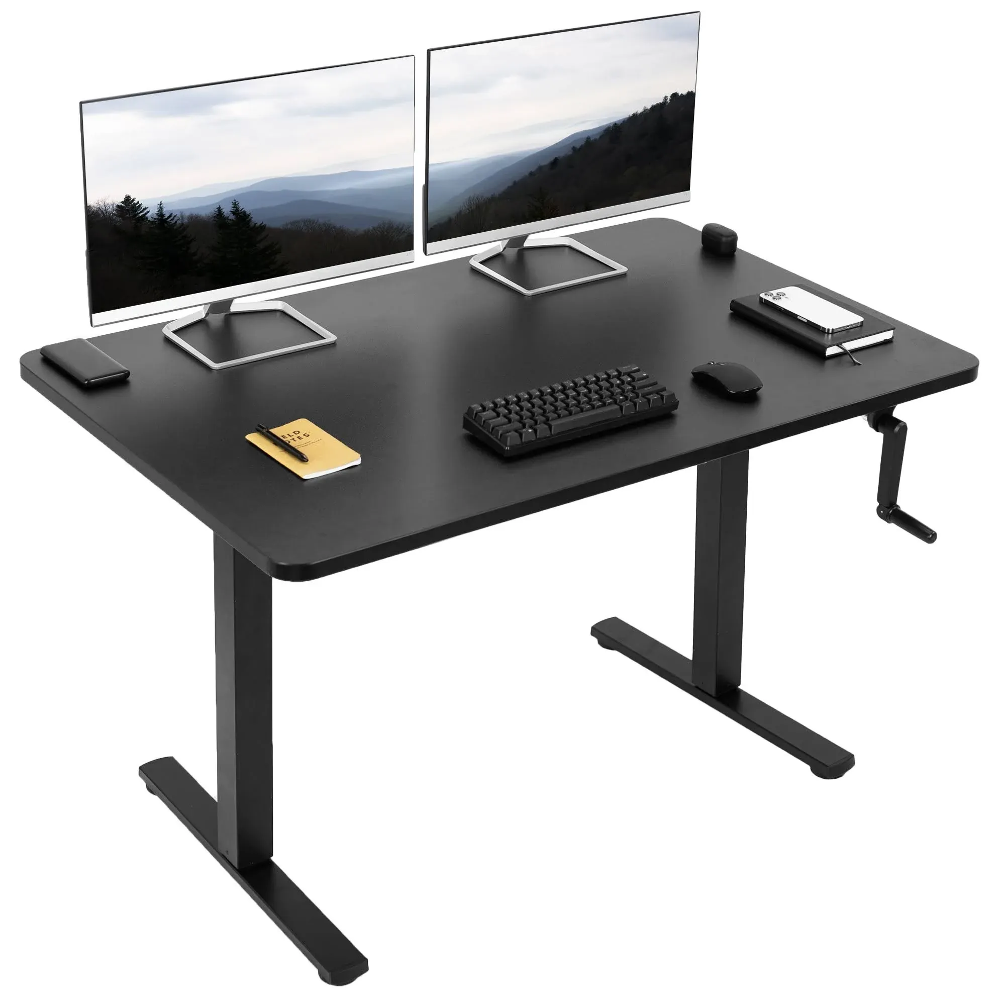  48" X 30" Manual Height Adjustable Deskcolor: Black. Desk Frame: Black