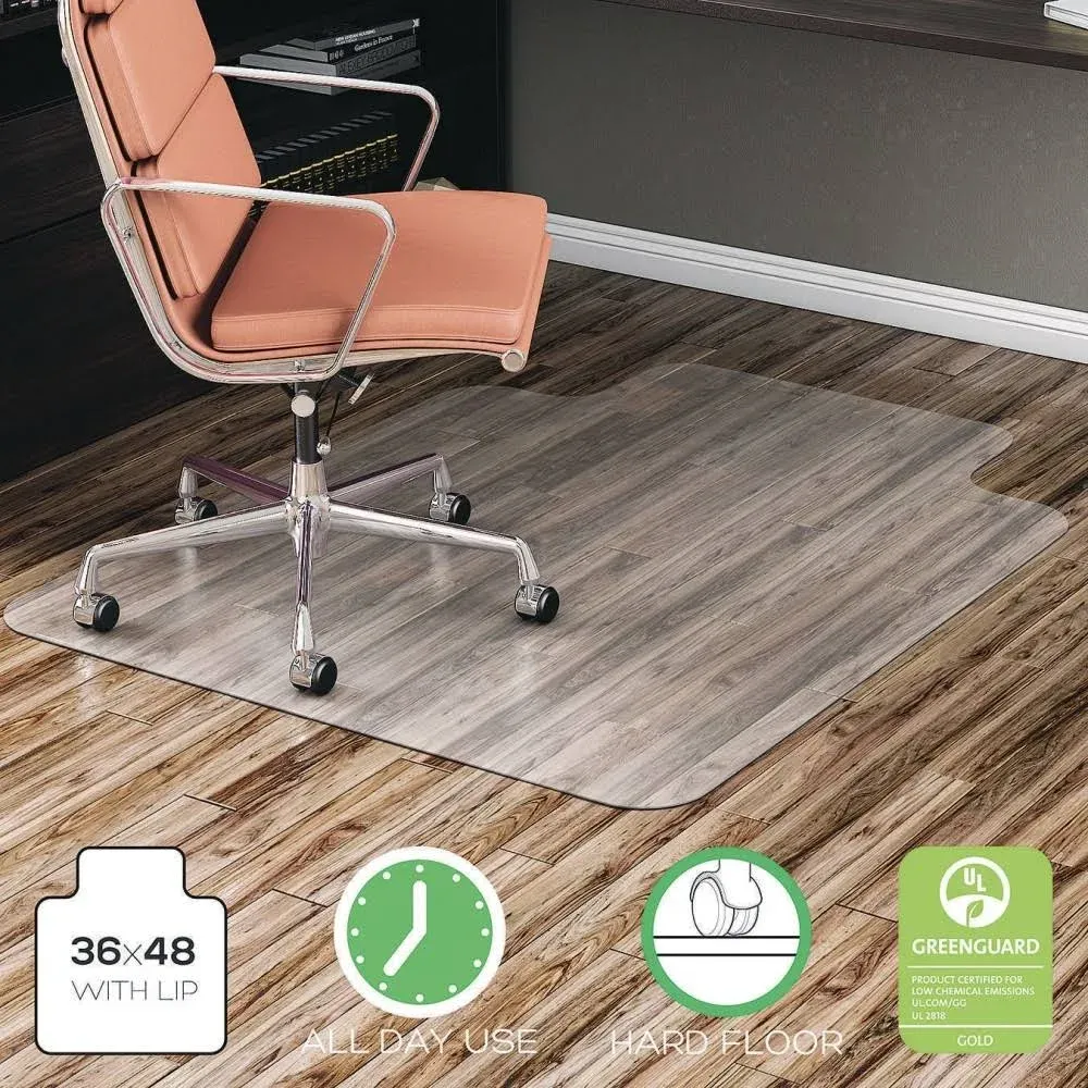 Deflecto EconoMat All Day Use Chair Mat for Hard Floors 45 x 53 Clear