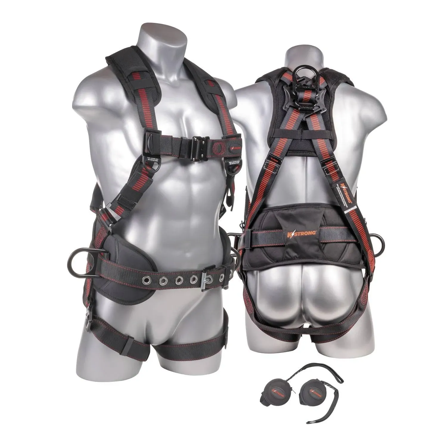 KStrong UFH10332P Kapture Epic+ 5-Point Full Body Harness, Waist Pad w/Removable ...