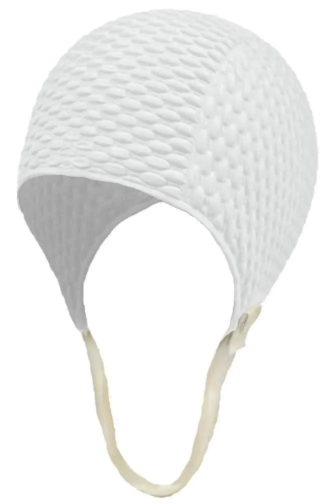 TEXTURED LATEX RUBBER SWIM CAP WITH STRAP