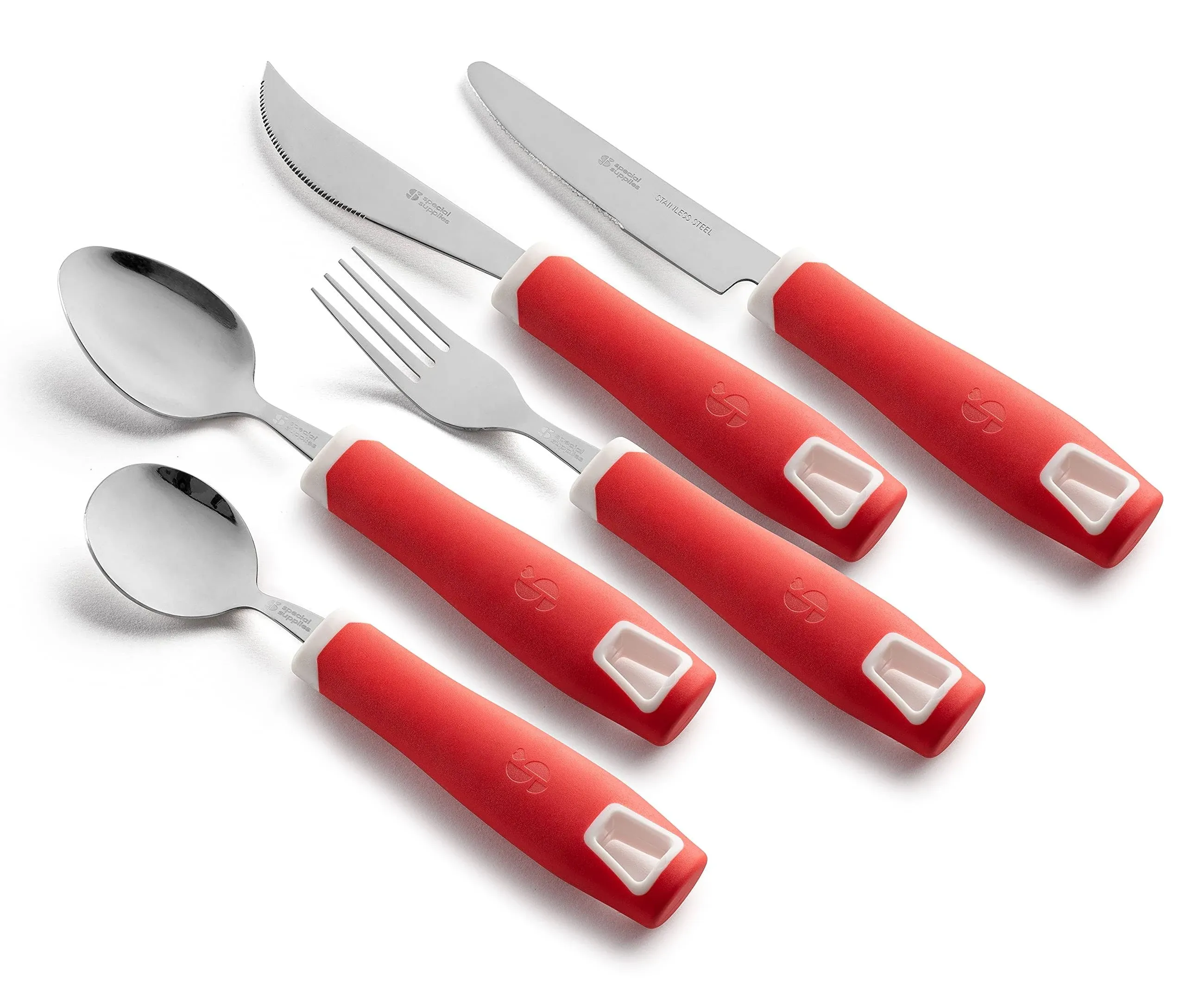 Special Supplies Adaptive Utensils 5-Piece Set Non-Weighted, Non-Slip Handles for ...