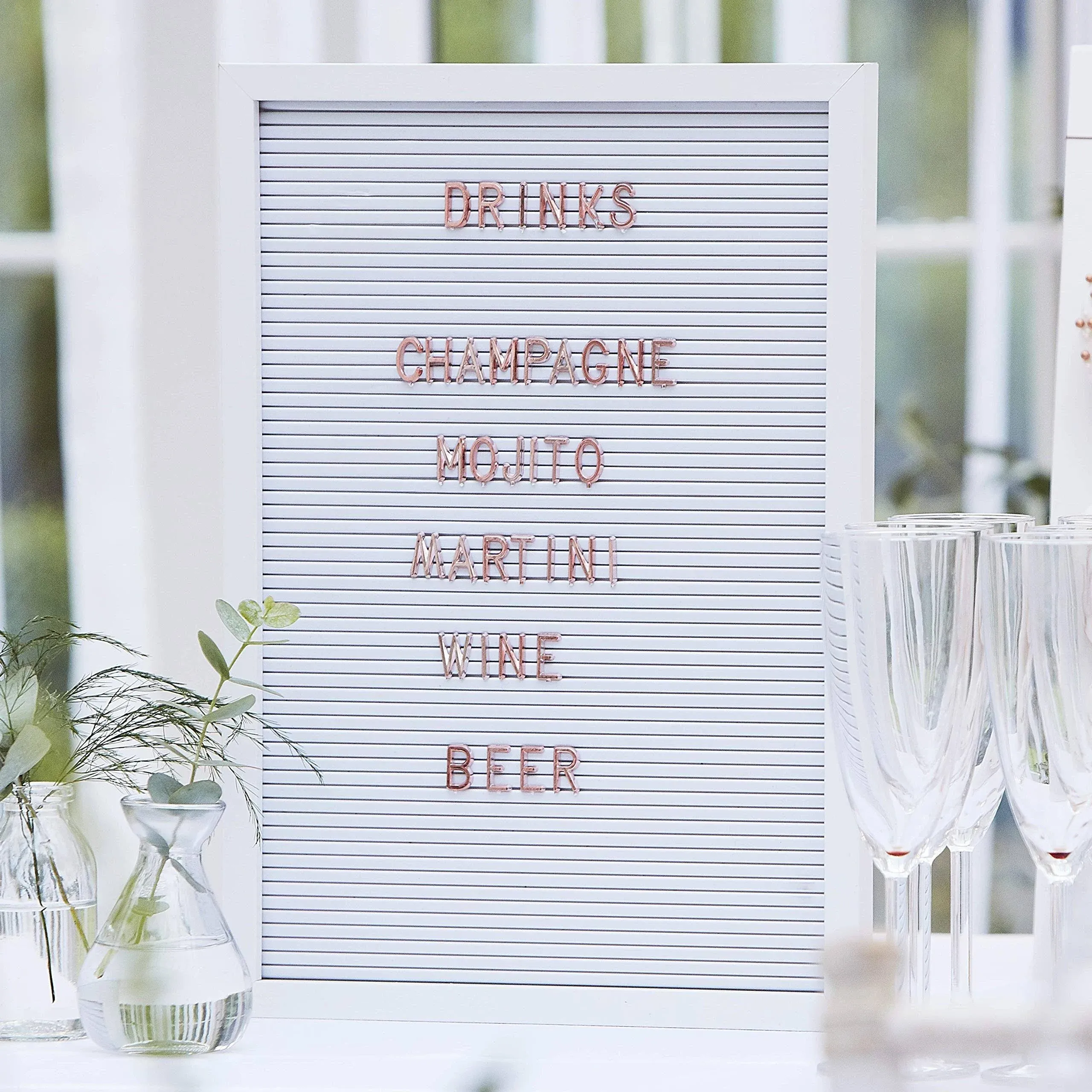 Social Club Letter Board - White with Copper Letters