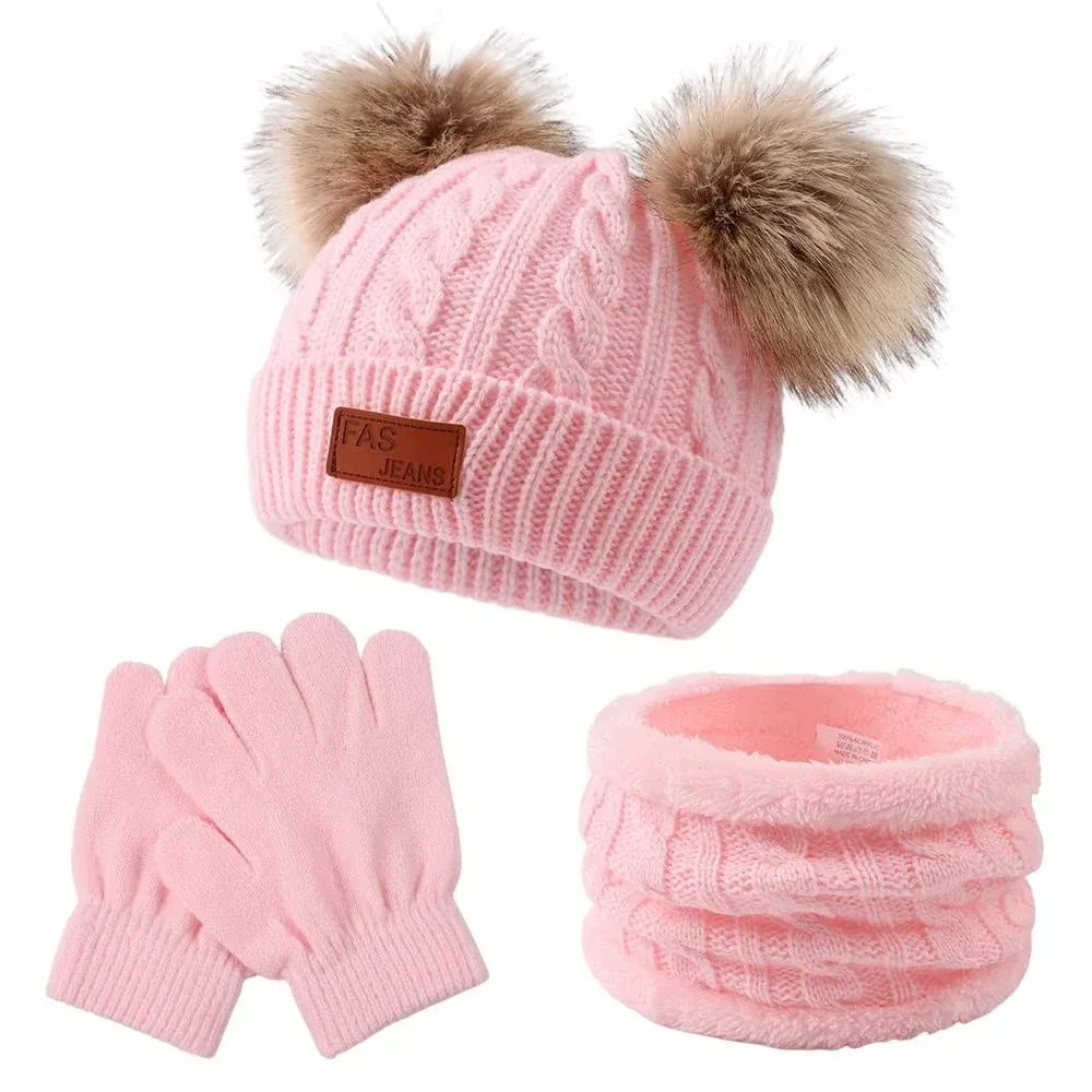 Yuoahcn Kids Winter Beanie Hat Scarf Gloves Set Knit Warm Toddler Winter Cap ...