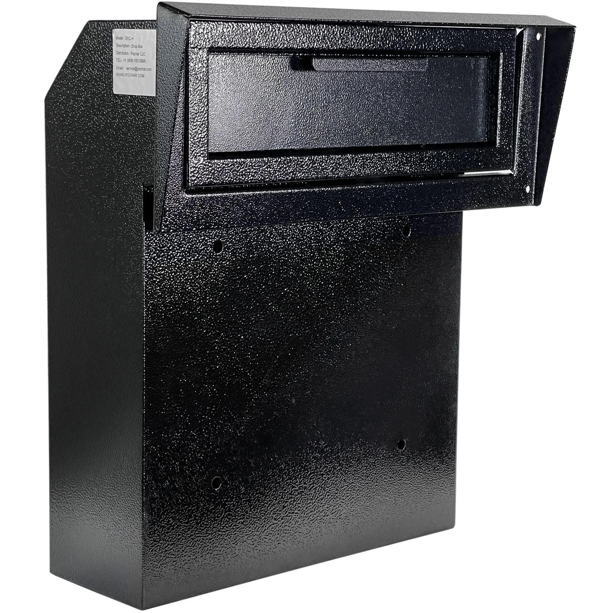 Pochar Rainproof Heavy Duty Mailbox Door Drop Box - Galvanized Steel Weatherproof Mailbox for Keys, Deposit, Payment, Mails - Through The Door Mail Drop Box (Black)