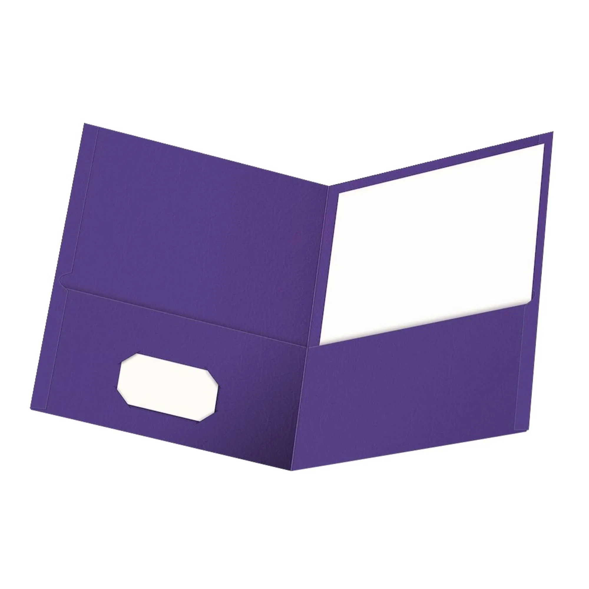 Oxford 57514 Twin-Pocket Folder, Embossed Leather Grain Paper, Purple, 25/Box