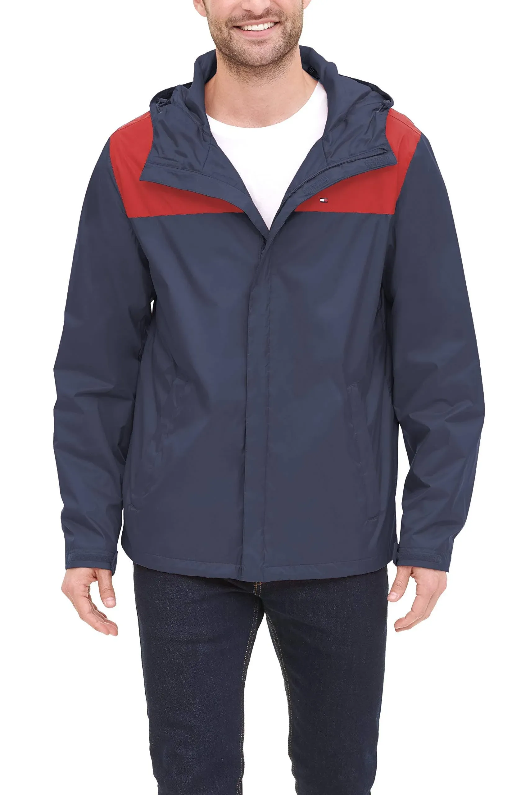 Tommy Hilfiger Men's Lightweight Breathable Waterproof Hooded Rain Jacket