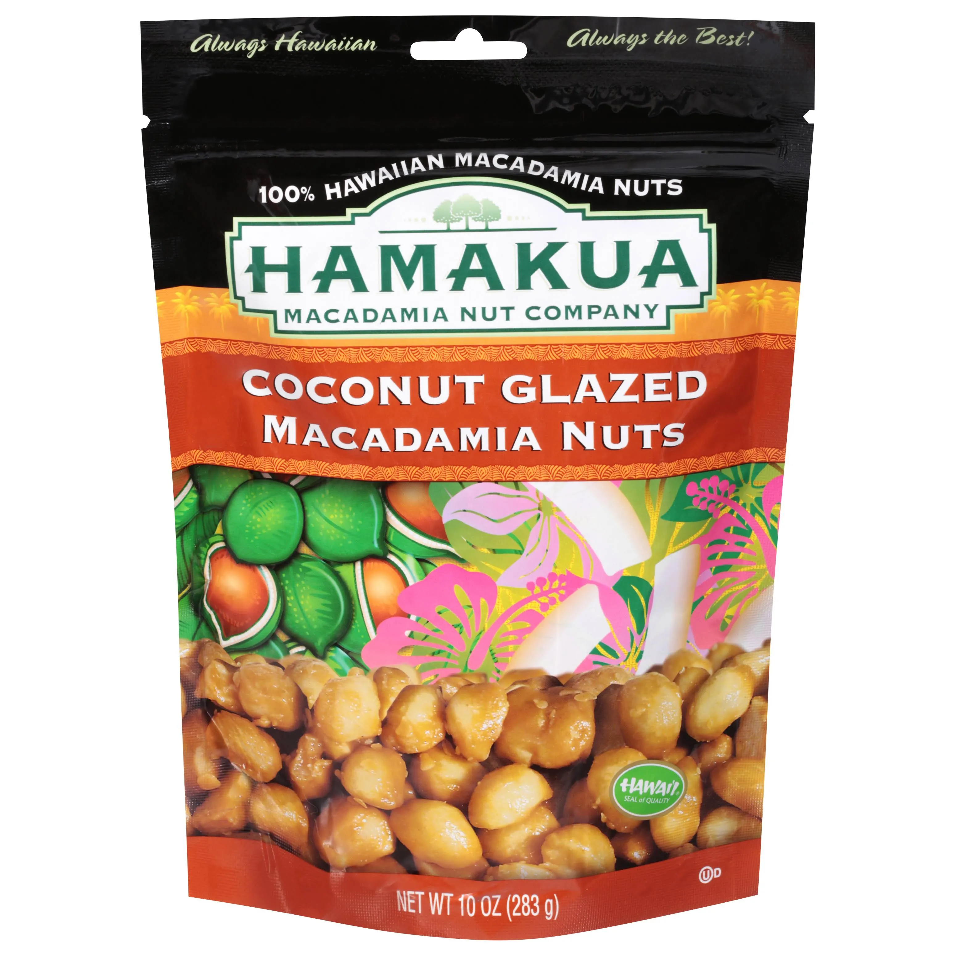 Hamakua Macadamia Nuts - Sweet Glazed Butter Rum - Hawaiian Grown Flavored Dry Roasted Half and Whole Macadamias - Natural Eco-Friendly Large Macadamia Nuts