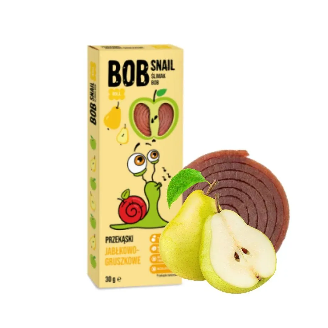 Bob Snail Snacks Variety Pack for Kids Adults - 30 Healthy Fruit Snacks Individual Packs for Kids Adults with Natural Mango Rasberries Pears and Apple