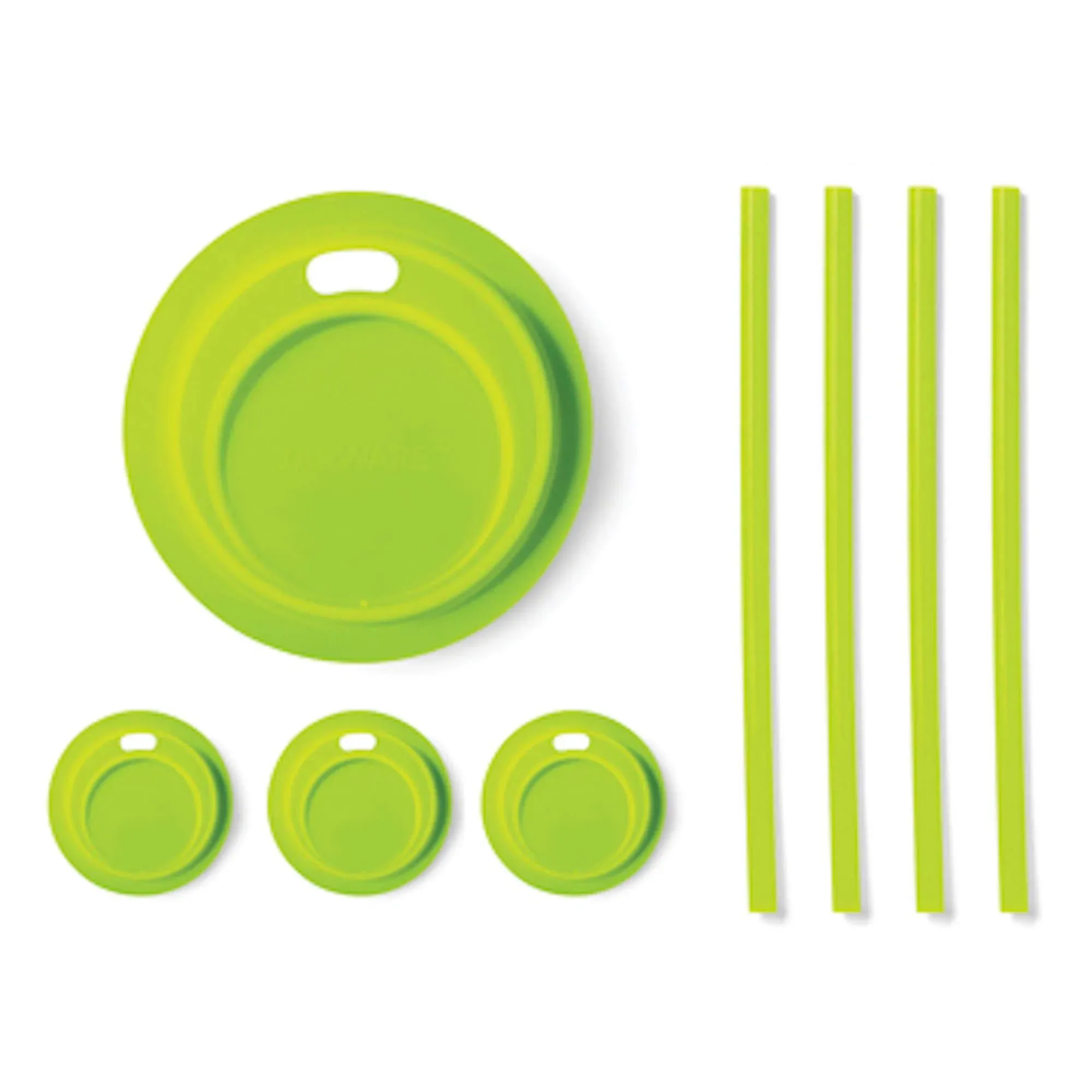 Jarware Wide Mouth Silicone Drink Lid with 8-Inch Straws, Green, Set 8