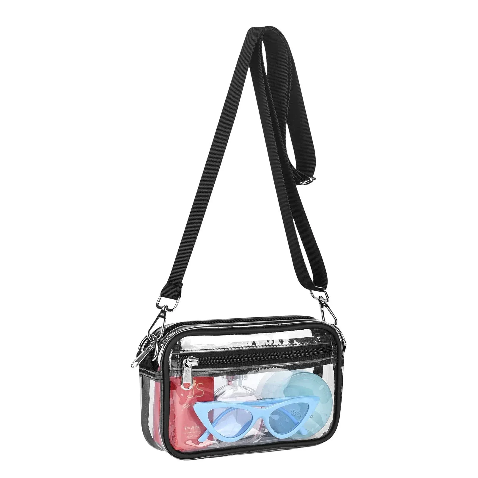 Bagenius Clear crossbody Messenger Shoulder Bag Clear Purse Stadium Approved Suitable for Work, Travel, Workout, concerts or Sports