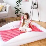 Sleepah Inflatable Toddler Travel Bed Portable Air Mattress Set High Safety Bed Rails Includes Pump, Case, Pillow & Plush Toy - Pink