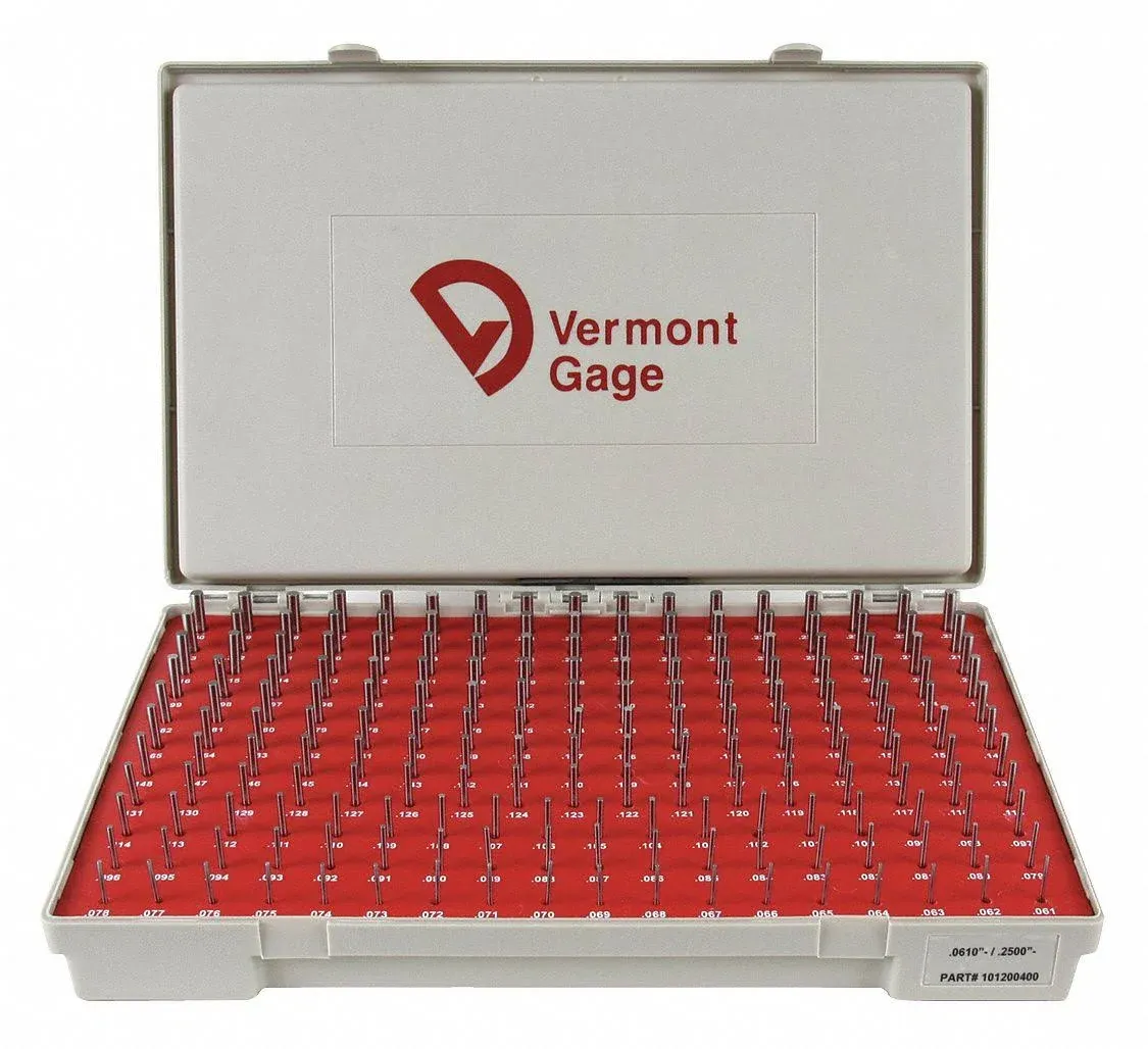 Vermont Gage 0.061 to 0.25&#034; Class ZZ Minus Plug &amp; Pin Gage Set