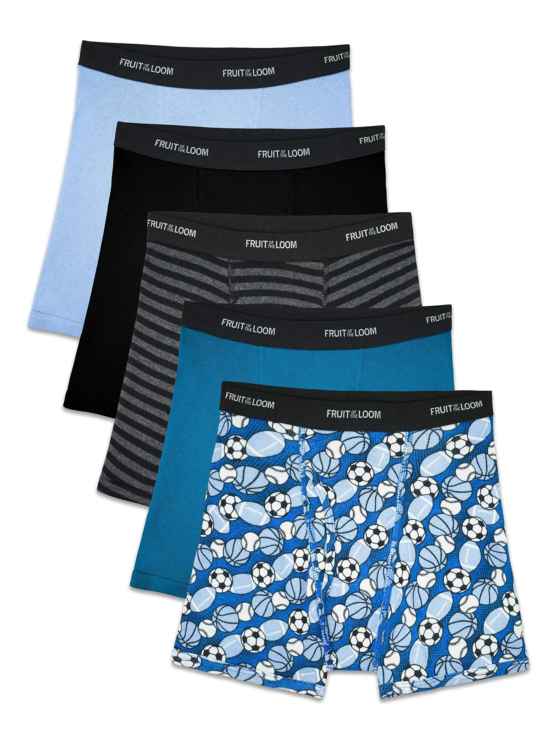 Fruit of The Loom Boys' 5 Pack Assorted Print Boxer Briefs