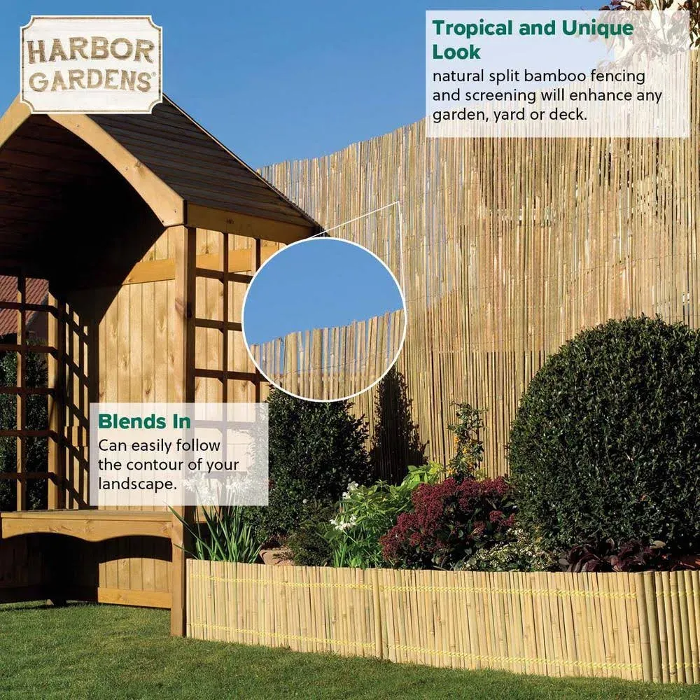 Harbor Gardens R669HG 13 ft. x 6 ft. 6 in. Split Bamboo Fence, Natural