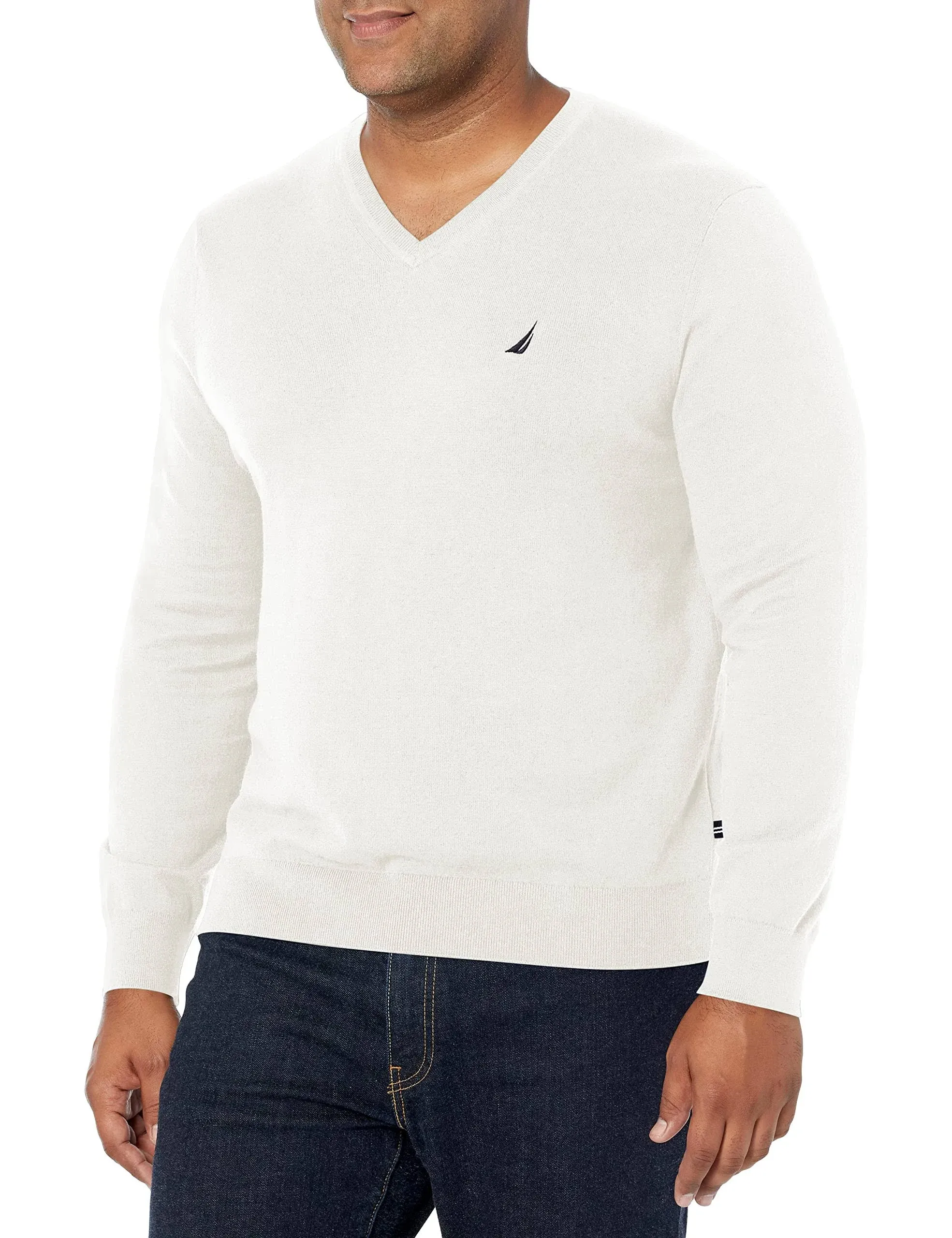 Large Nautica Men&#039;s Classic Fit Navtech Soft V-Neck Sweater