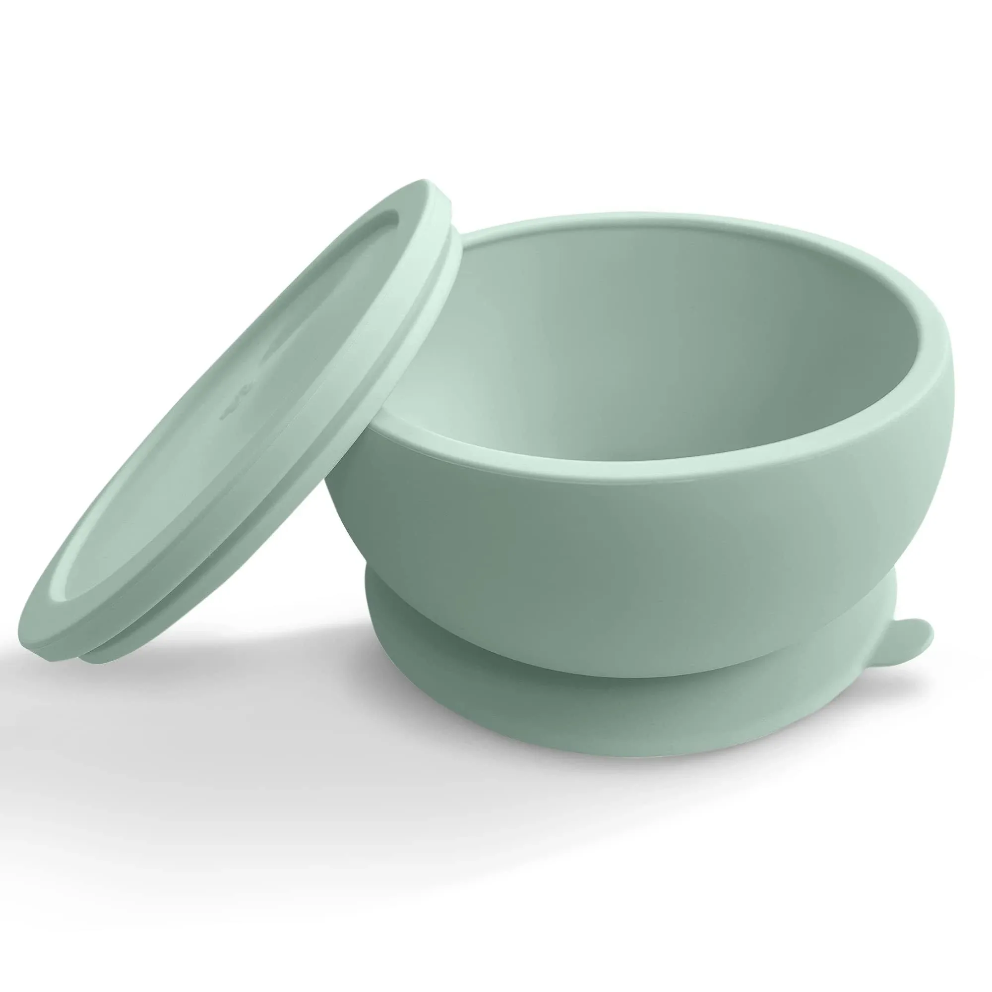 Abiie - Octopod Silicone Baby Suction Bowl - Lid Sage Green