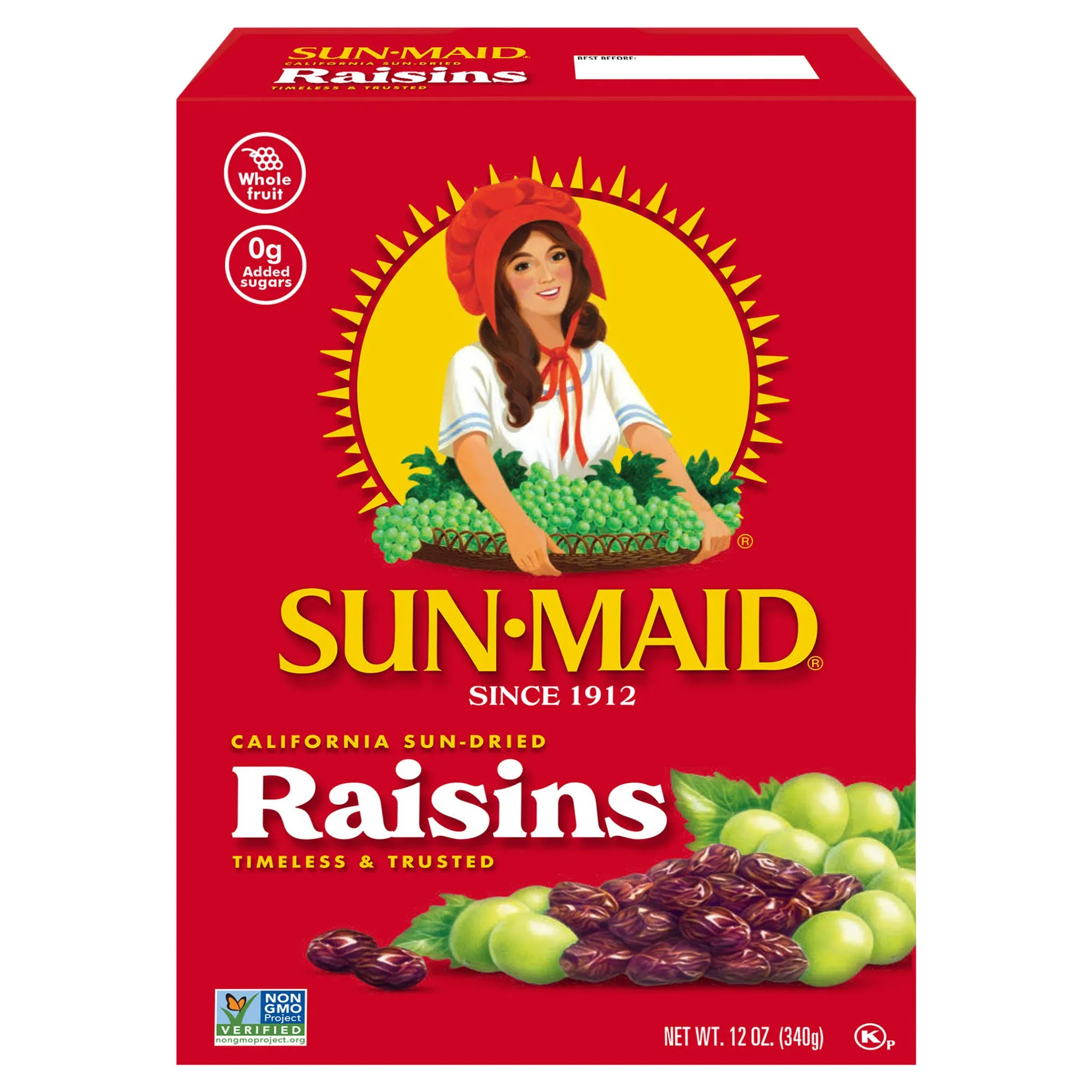 Sun-Maid Raisins, Sun-Dried, California - 12 oz