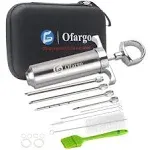 Ofargo 304-Stainless Steel Meat Injector Syringe with 4 Marinade Needles and Travel Case for BBQ Grill Smoker, 2-oz Large Capacity, Both Paper User