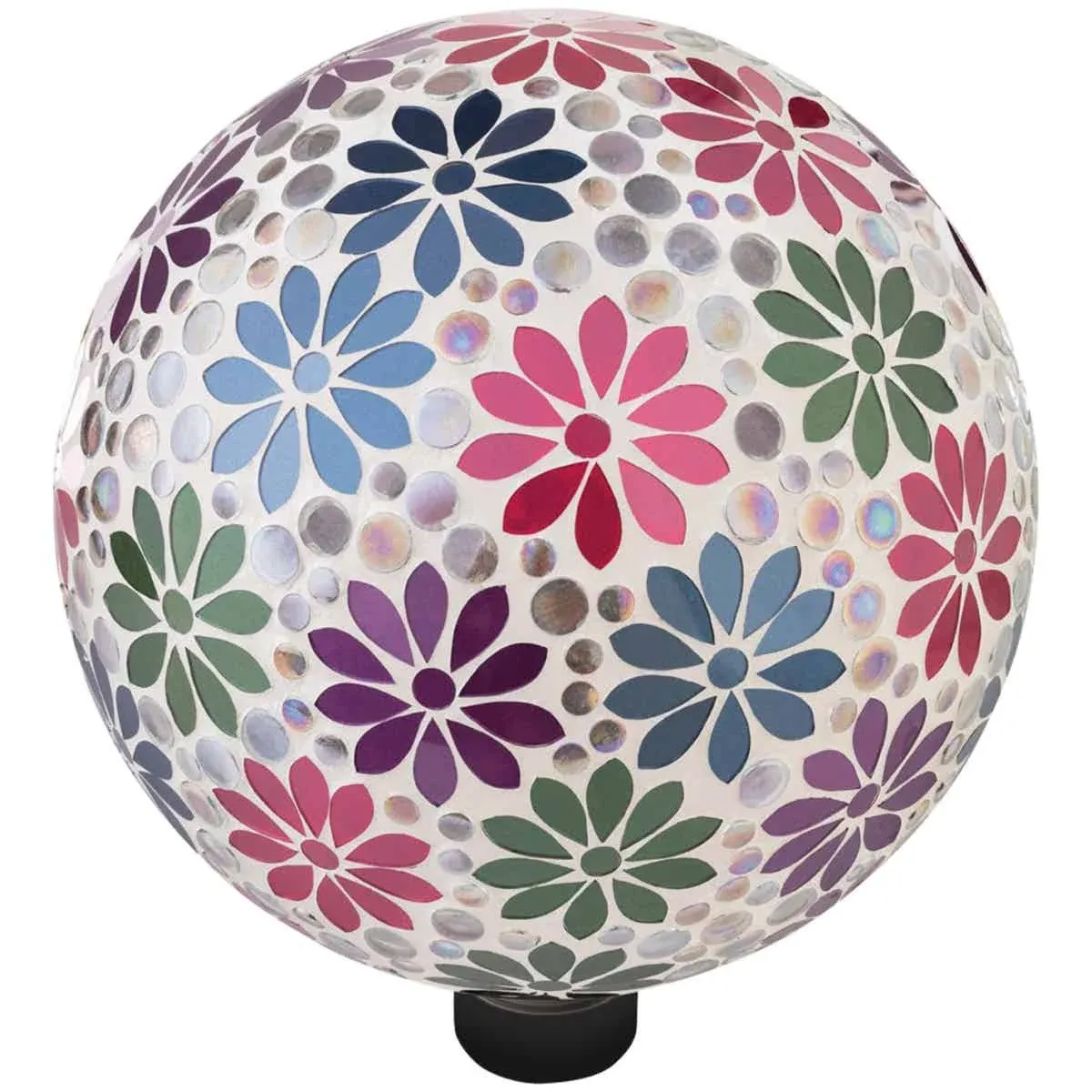 Alpine - HGY426 - 10 in. Dia. Daisy Mosaic Glass Gazing Globe