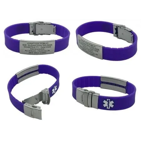 Silicone Sport Medical Alert ID Bracelet