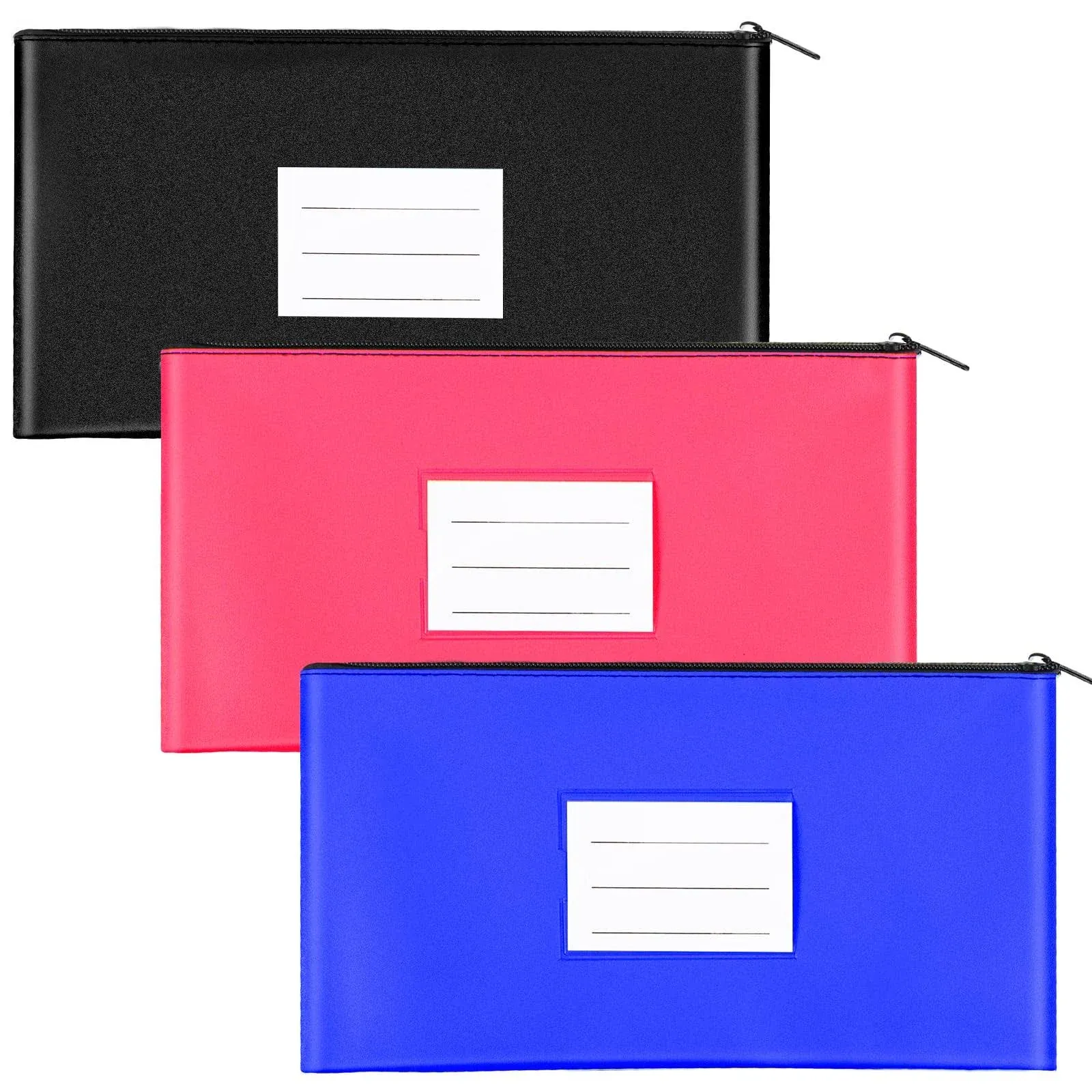 3 Pack Money Bag,Money Bags with Zipper for Cash,Bank Deposit Bags with Zipper,Bank Bag, Cash Bag,Money Pouch,11.2x6.3 inches (3 Colors,6 cards)