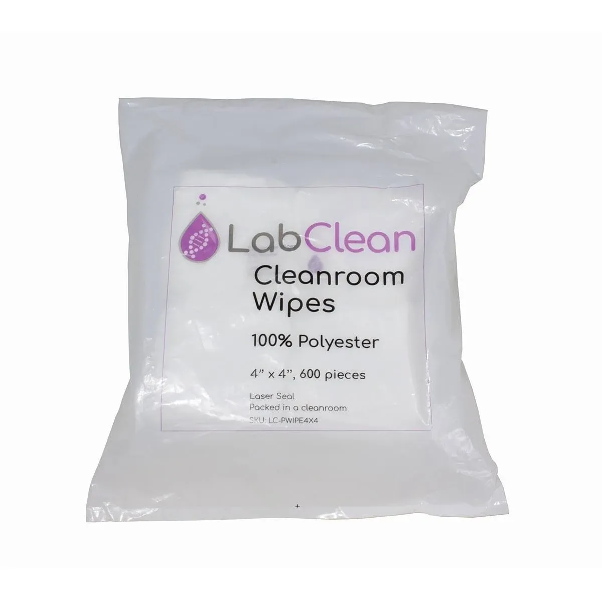 United Scientific Labclean Cleanroom Wipes, 100 POLYESTER, 4"L x 4"W, Pack of 600