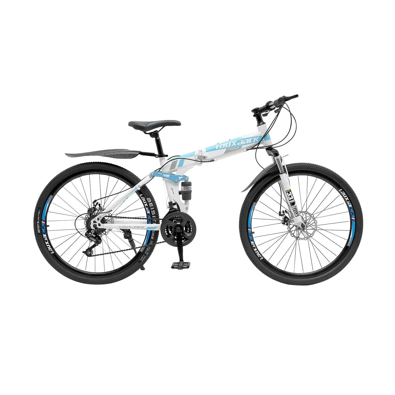 26&#034; 21-Speed Mountain Bike Folding Men Women Bikes Dual Disc Brake MTB Bicycle 