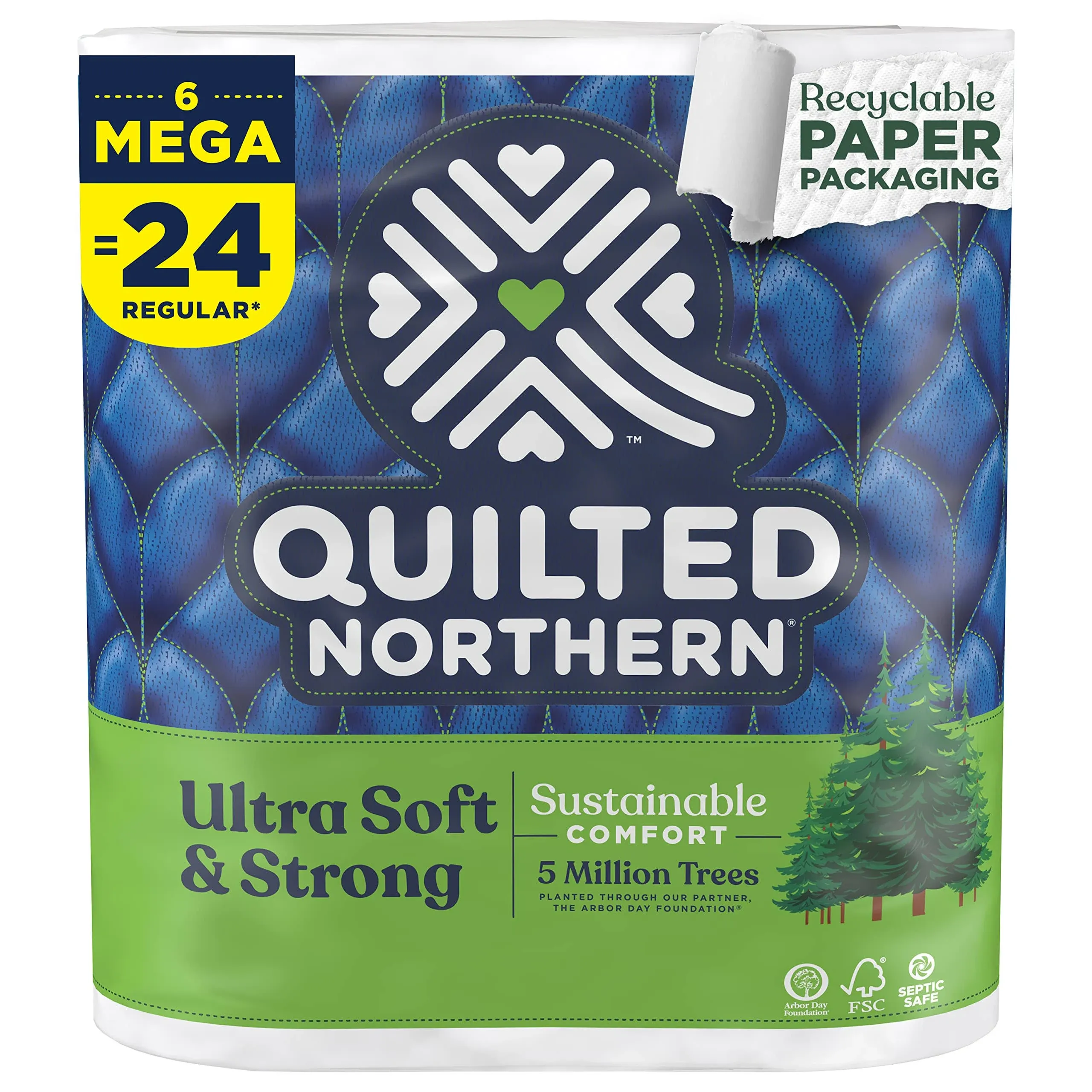 Quilted Northern Ultra Soft & Strong Toilet Paper 6 Mega Rolls. 2-Ply