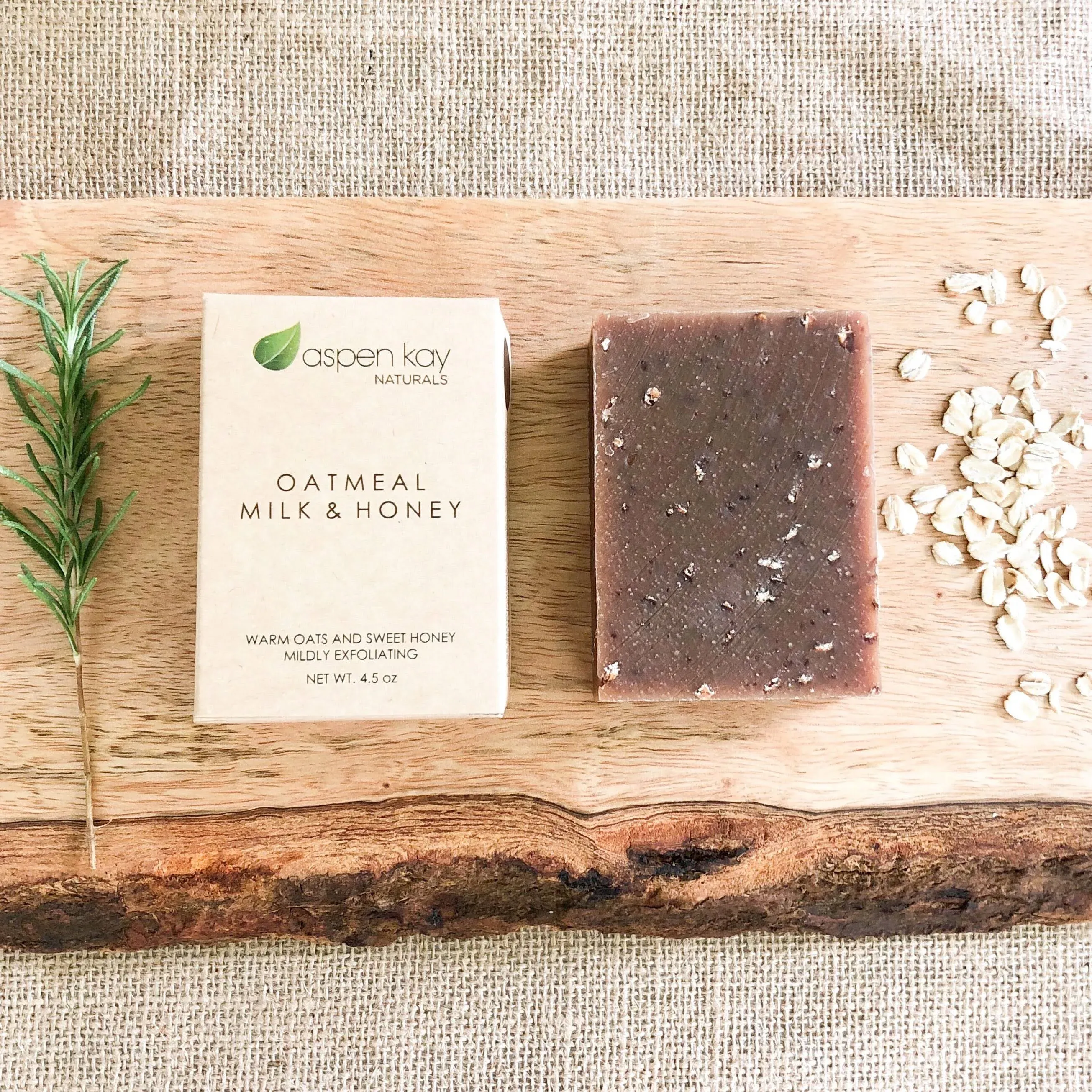 Aspen Kay Naturals Handmade Oatmeal Soap Bar for Face & Body – Made with Organic Raw Honey, Goats Milk, Organic Shea Butter - Exfoliating Soap – For All Skin Types - Made in the USA 4.5 oz